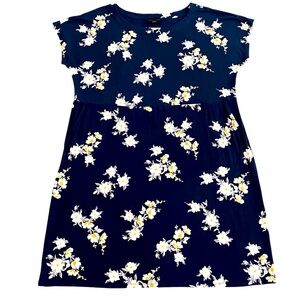 J. Jill Wearever collection navy blue floral mini length swing dress size XL